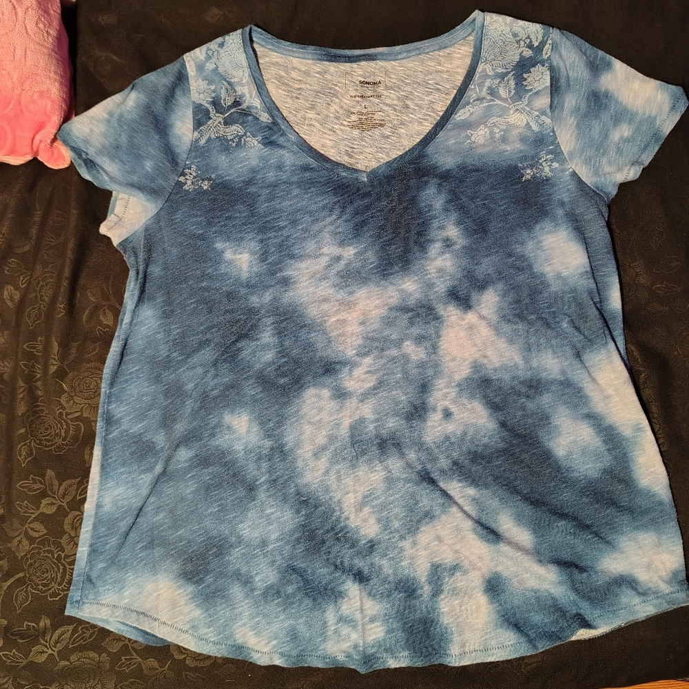 Sonoma Blue Tie-Dye Short Sleeve Top